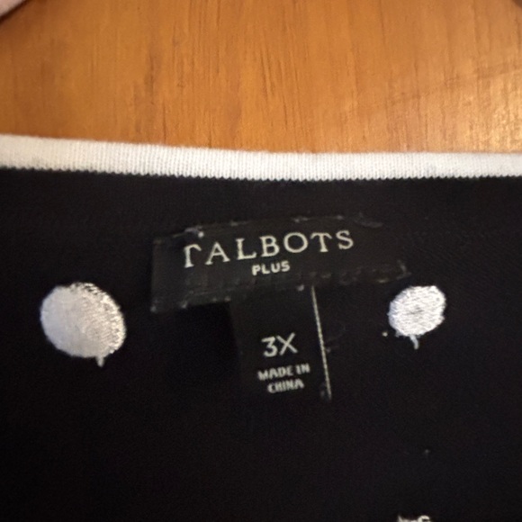 Talbots Black and White Polka Dot cardigan - Picture 3 of 6